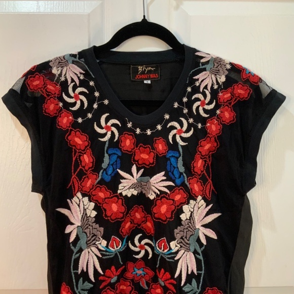 Johnny Was Biya Embroidered Black Teesha Boho Tunic Dress Size Small - Picture 3 of 10